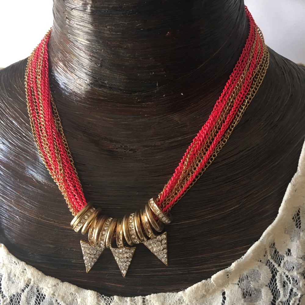 Material Girl Spike Pendant Multi Chain Necklace